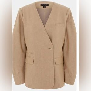 ALIGNE Camel Single-Button V-Neck Blazer